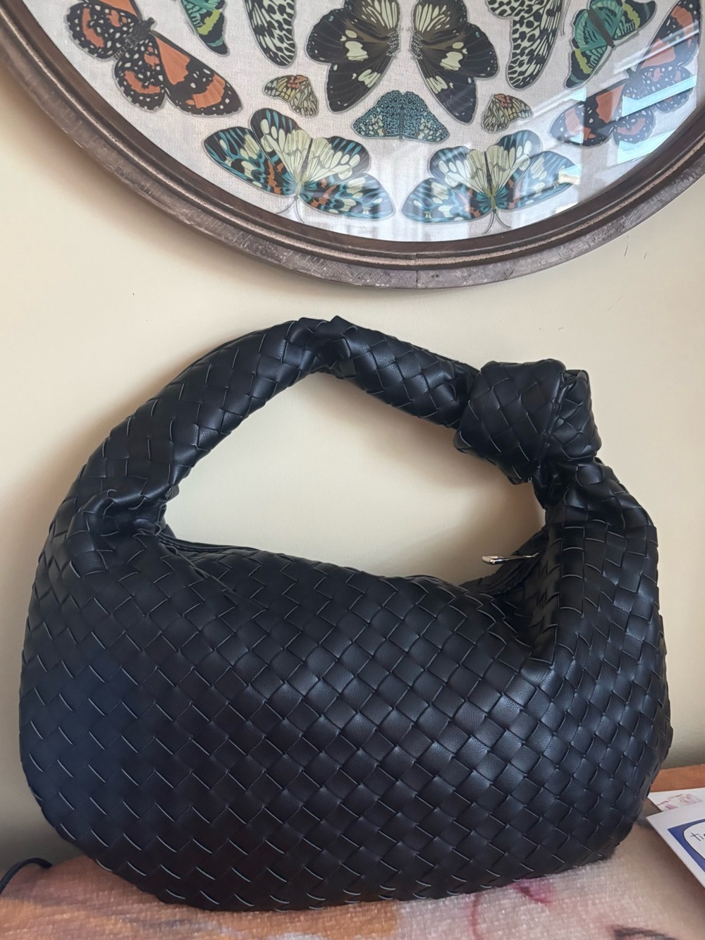 Black Woven Leather Handbag- Bottega Vanetta inspired. *Never been used.”